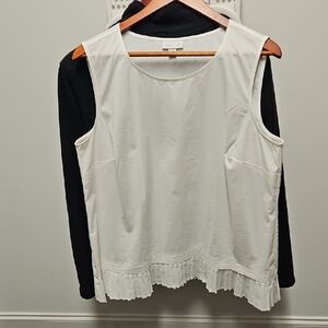 J. Jill White Sleeveless Pleated-Hem Camisole